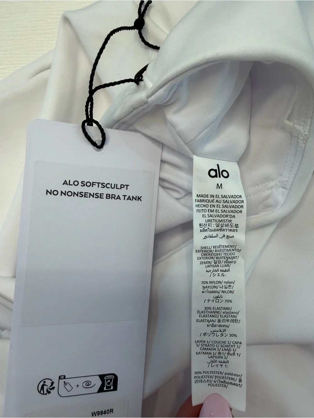 Alo Yoga Softsculpt No Nonsense Bra Tank White Size M NWT Built-In Shelf Bra